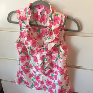 Lilly Pulitzer sleeveless, ruffled blouse lined
